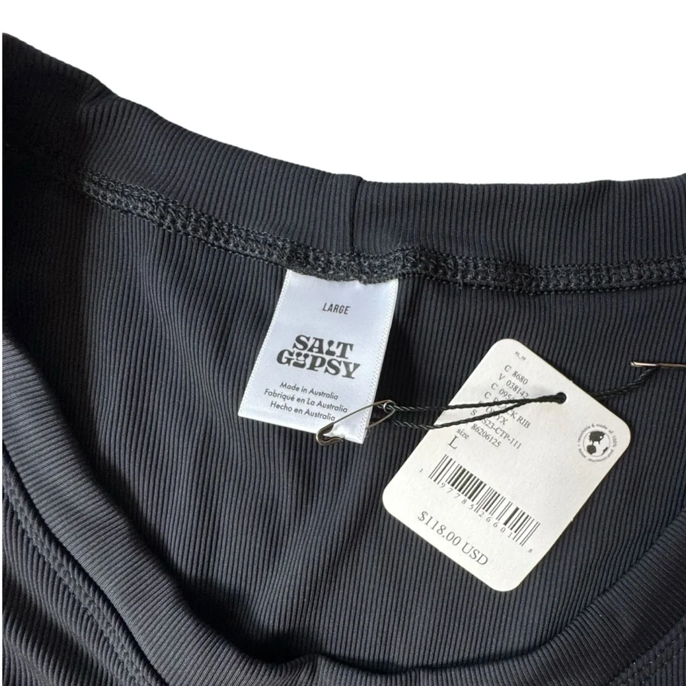 Salt Gypsy x Free People Crop Surf Top in Black | LARGE NWT - Picture 4 of 7